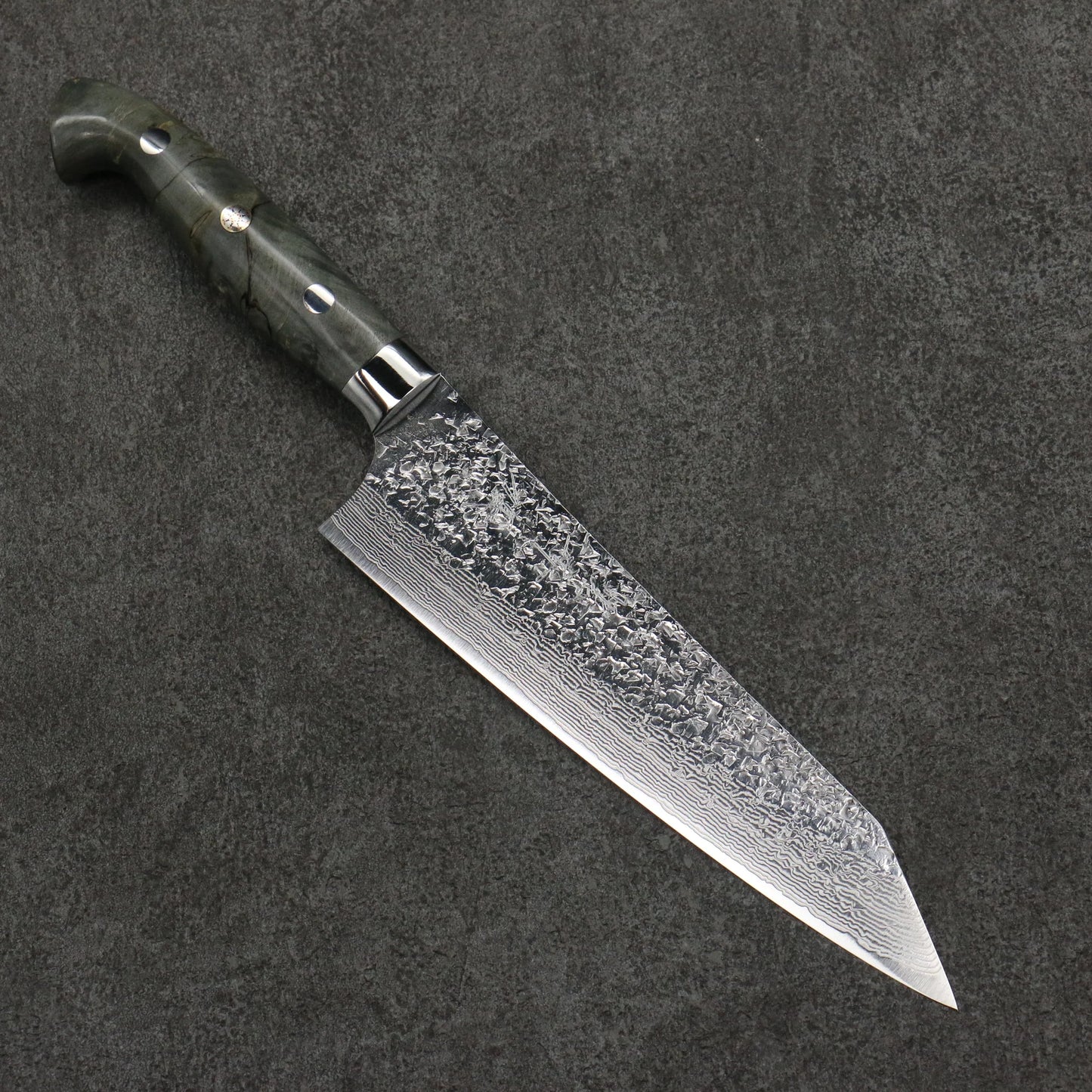 Thương hiệu Yu Kurosaki dòng Giọt sương rơi Shizuku thép SG2 Thép Damascus dao rèn thủ công Dao đa năng Kiritsuke Gyuto 180mm chuôi dao gỗ ổn định màu xám