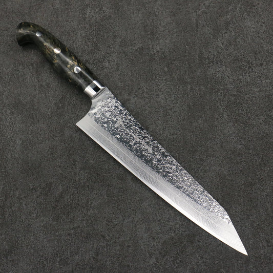 Thương hiệu Yu Kurosaki dòng giọt sương rơi Shizuku thép SG2 Thép Damascus dao rèn thủ công Dao đa năng Kiritsuke Gyuto 210mm chuôi dao gỗ ổn định màu xám