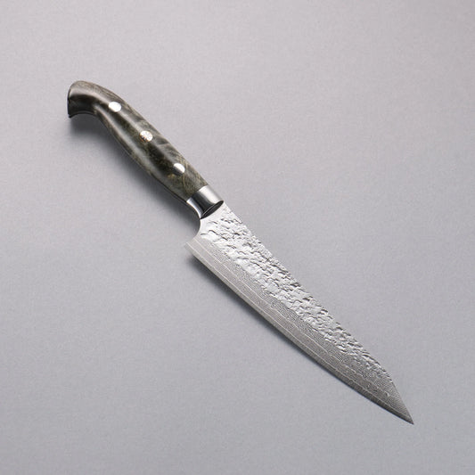 Thương hiệu Yu Kurosaki Giọt sương rơi Shizuku SG2 vân búa Thép Damascus dao rèn thủ công Dao nhỏ Kiritsuke Petty 150mm chuôi dao tay cầm gỗ Stabilized xám