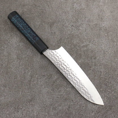 Thương hiệu Yu Kurosaki Senkou Ryu thép SG2 vân búa dao rèn thủ công Dao đa năng Santoku 170mm chuôi dao hoa văn sơn mài chàm tenmoku có kèm bao dao