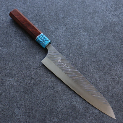 Thương hiệu Yu Kurosaki Thần gió Fujin thép SPG2 dao rèn thủ công Dao đa năng Gyuto dao Nhật 210mm chuôi dao gỗ Đàn Hương ( Đính Vòng Ngọc Lam)