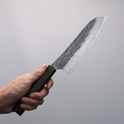 Thương hiệu Yu Kurosaki dòng băng mộc dao rèn thủ công màu đen Dao đa năng Santoku 170mm chuôi dao gỗ Mun