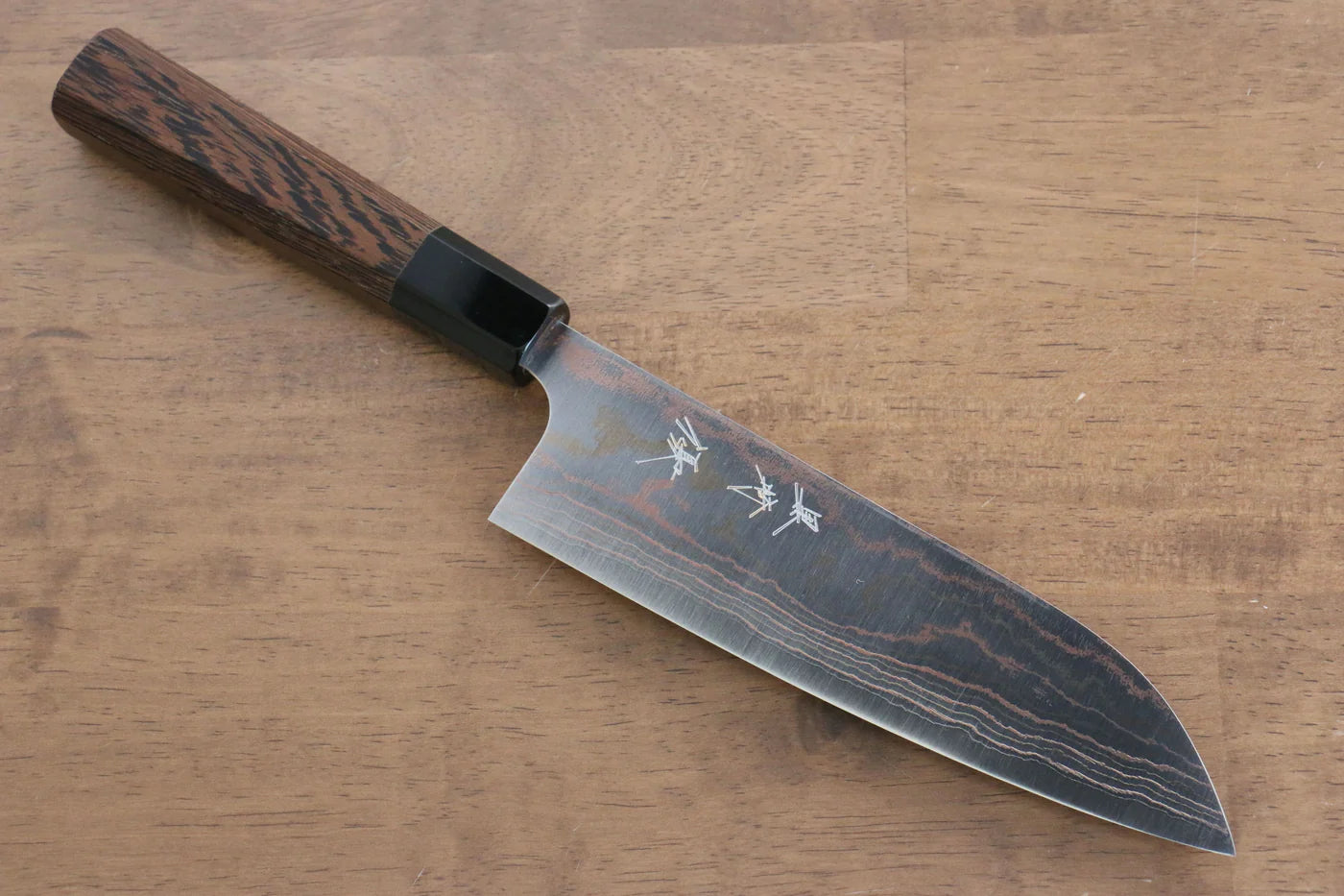 Marke Yu Kurosaki Phoenix VG10 Farbiges Santoku-Mehrzweckmesser aus Damaststahl, japanisches Messer, 165 mm Griff aus Wengeholz