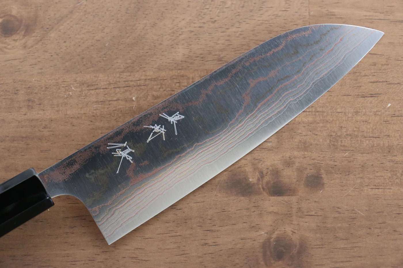 Marke Yu Kurosaki Phoenix VG10 Farbiges Santoku-Mehrzweckmesser aus Damaststahl, japanisches Messer, 165 mm Griff aus Wengeholz