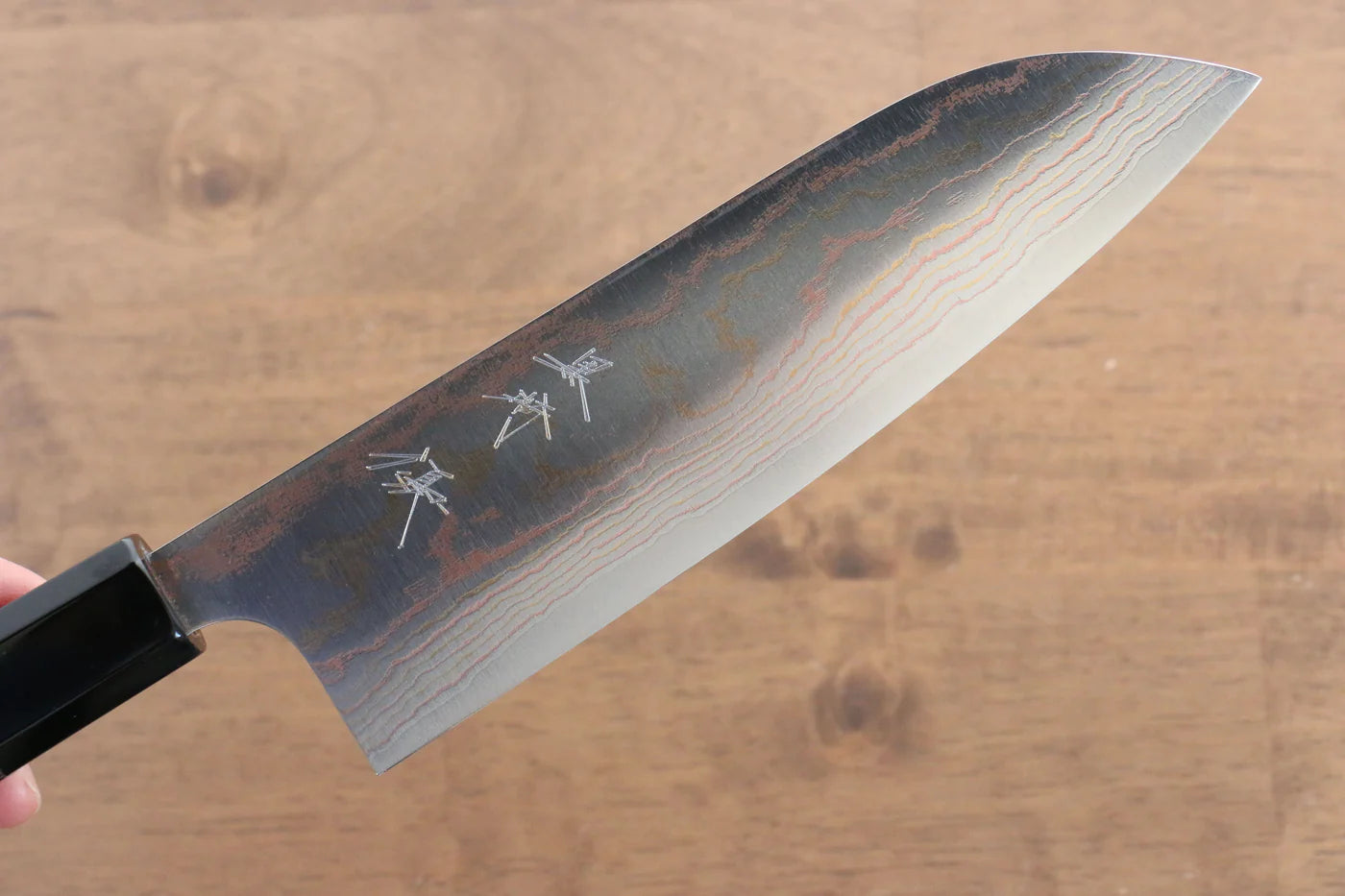 Marke Yu Kurosaki Phoenix VG10 Farbiges Santoku-Mehrzweckmesser aus Damaststahl, japanisches Messer, 165 mm Griff aus Wengeholz