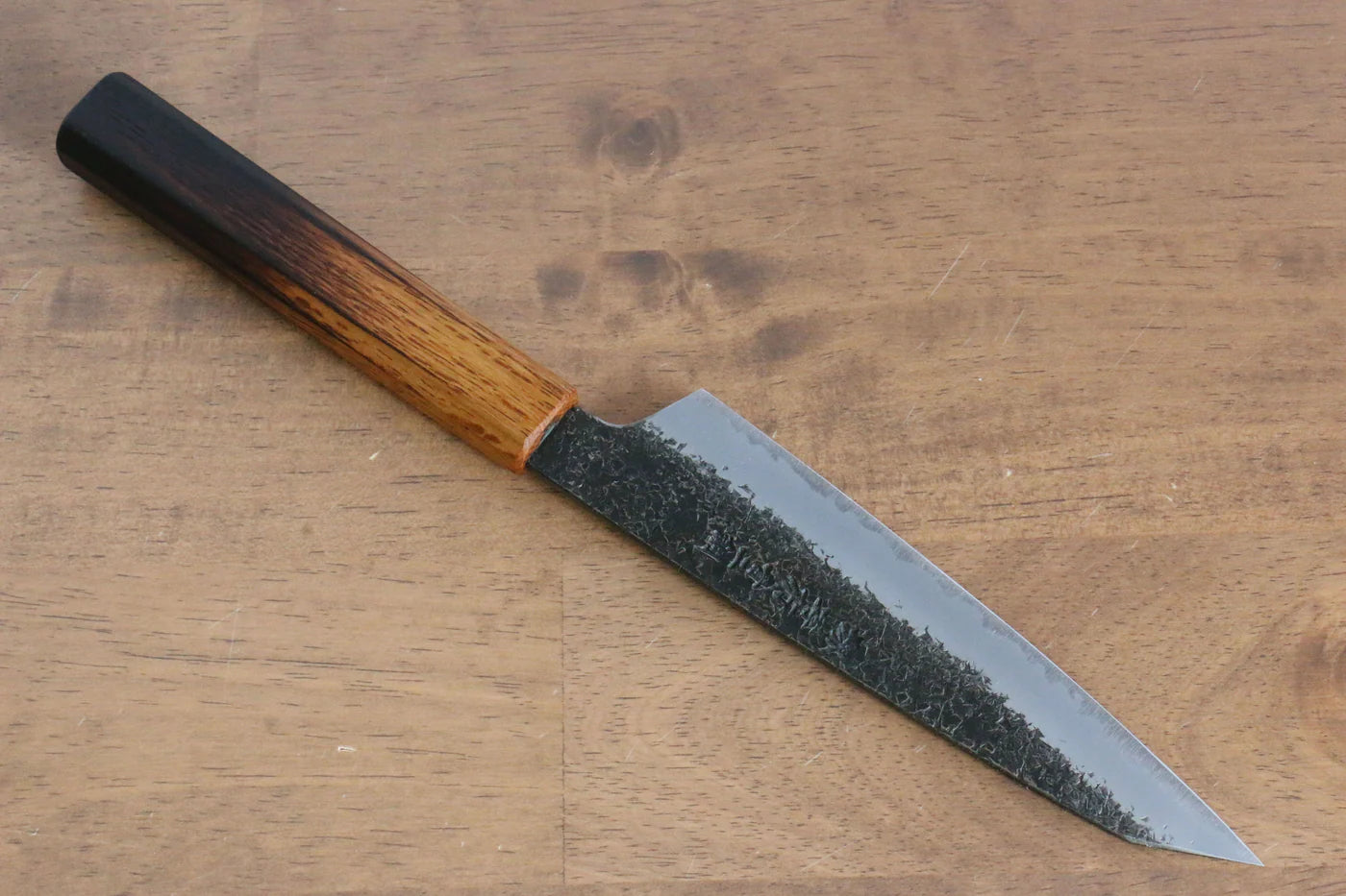 Thương hiệu Sakai Takayuki Ngọn lửa màu hồng sen Thép xanh No.2 Kurouchi Rèn thủ công Dao nhỏ Kiritsuke Petty dao Nhật 150mm chuôi dao gỗ Sồi cháy