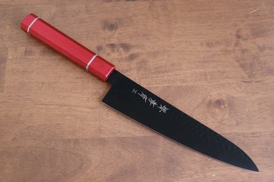 Marke Sakai Takayuki Black Shadow Kurokage VG10 Handgeschmiedetes teflonbeschichtetes Mehrzweckmesser Gyuto japanisches Messer 210 mm lackierter Eichengriff (Kouseki)