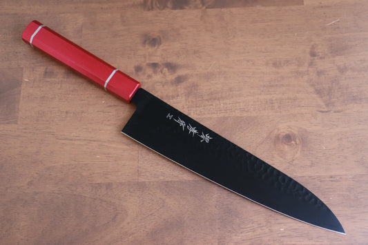 Marke Sakai Takayuki Black Shadow Kurokage VG10 Handgeschmiedetes teflonbeschichtetes Mehrzweckmesser Gyuto japanisches Messer 240 mm lackierter Eichengriff (Kouseki)