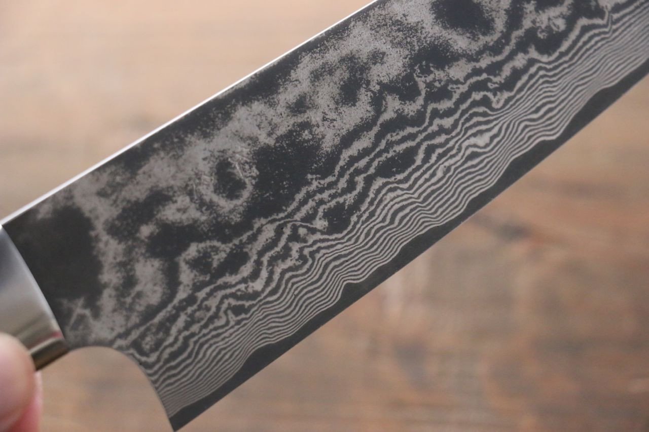 Takeshi Saji VG10 Damascus Black Finish Japanese Chef's Santoku Knife with Bone Handle 180mm - Japanny - Best Japanese Knife