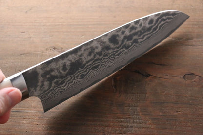 Takeshi Saji VG10 Damascus Black Finish Japanese Chef's Santoku Knife with Bone Handle 180mm - Japanny - Best Japanese Knife