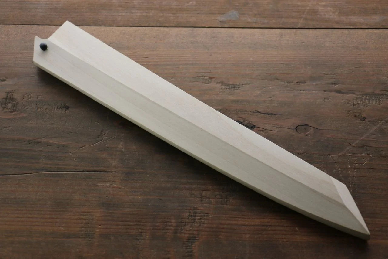Magnolien-Holzmesseretui. Yanagiba Spezial-Sashimi-Fischmesser, 240 mm Griff aus Kaneko-Sperrholz 