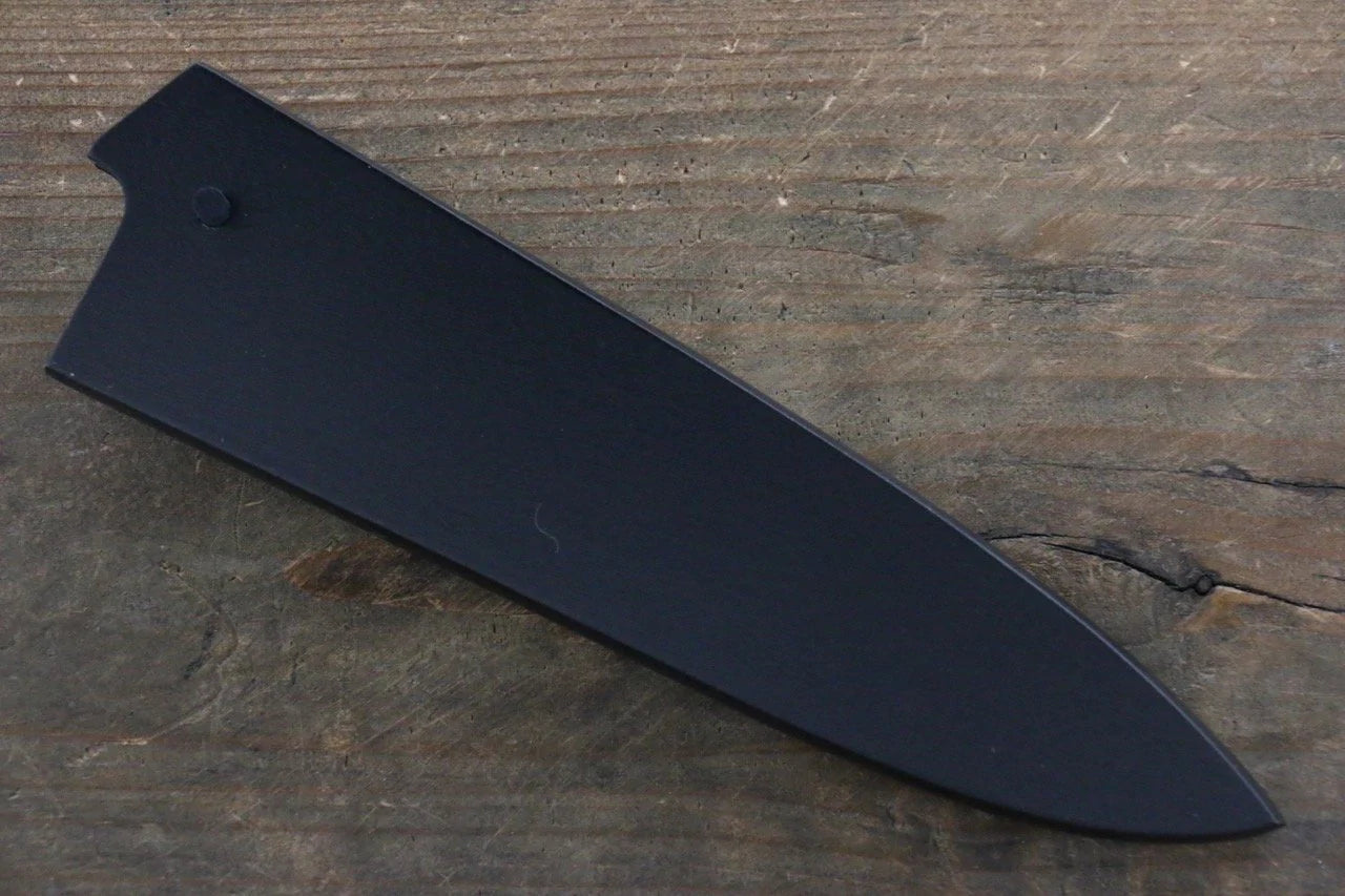 Schwarze Magnolienholz-Messerscheide. Kleines Mehrzweck-Kleinmesser Kaneko, 120 mm laminierter Holzdübel