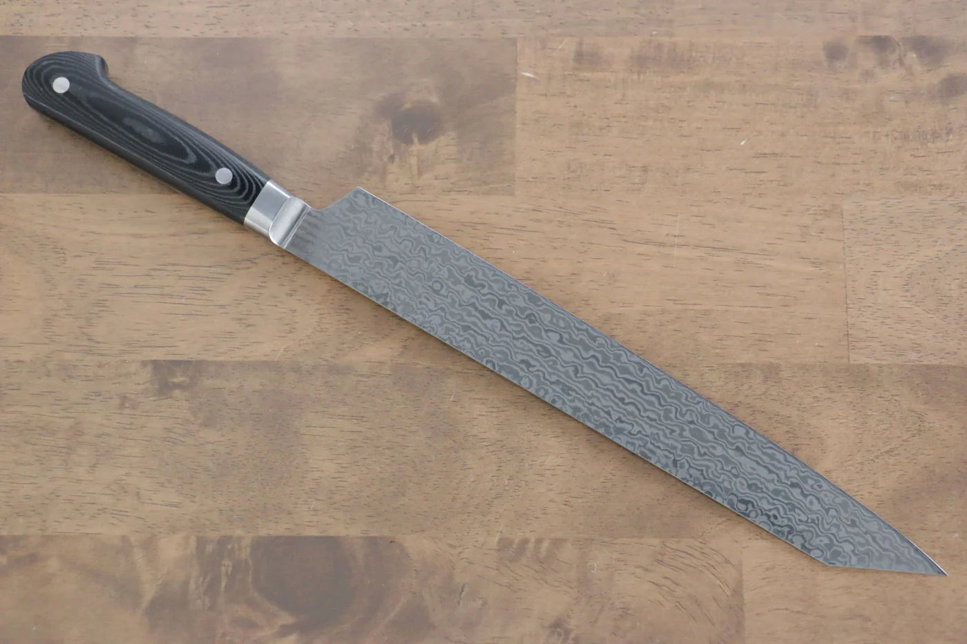 Marke Sakai Takayuki Kein Kern Damaststahl Spezialisiertes Sashimi-Fischmesser Yanagiba schwertförmige Klinge Japanisches Messer 260 mm schwarzer Micarta-Griff