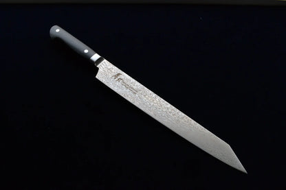 Marke Sakai Takayuki Kein Kern Damaststahl Spezialisiertes Sashimi-Fischmesser Yanagiba schwertförmige Klinge Japanisches Messer 260 mm schwarzer Micarta-Griff