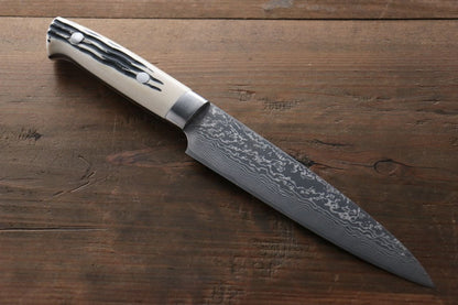 Takeshi Saji VG10 Damascus Black Finish Japanese Chef's Petty Knife 150mm with Bone Handle - Japanny - Best Japanese Knife