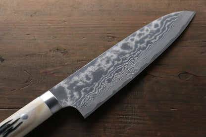 Takeshi Saji VG10 Damascus Black Finish Japanese Chef's Santoku Knife with Bone Handle 180mm - Japanny - Best Japanese Knife