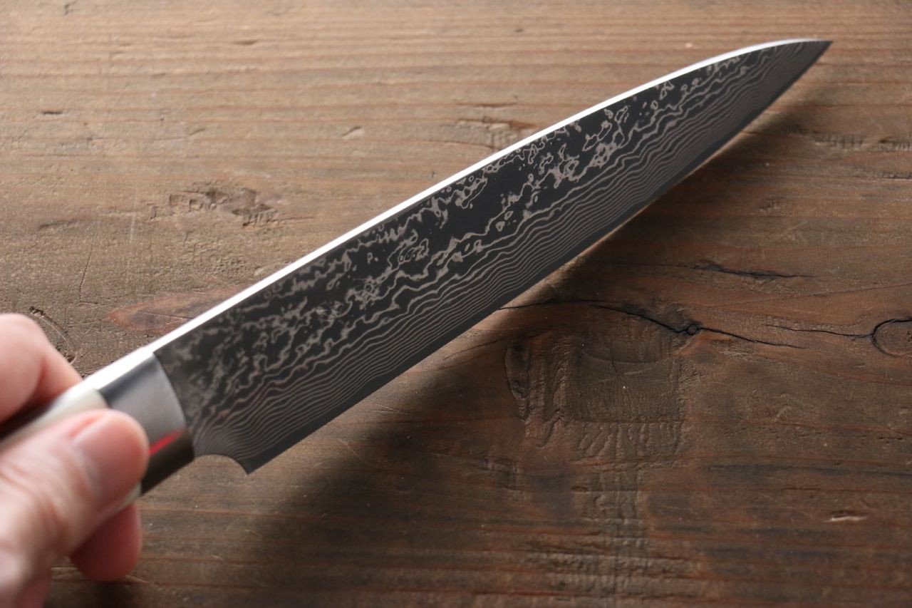 Takeshi Saji VG10 Damascus Black Finish Japanese Chef's Petty Knife 150mm with Bone Handle - Japanny - Best Japanese Knife