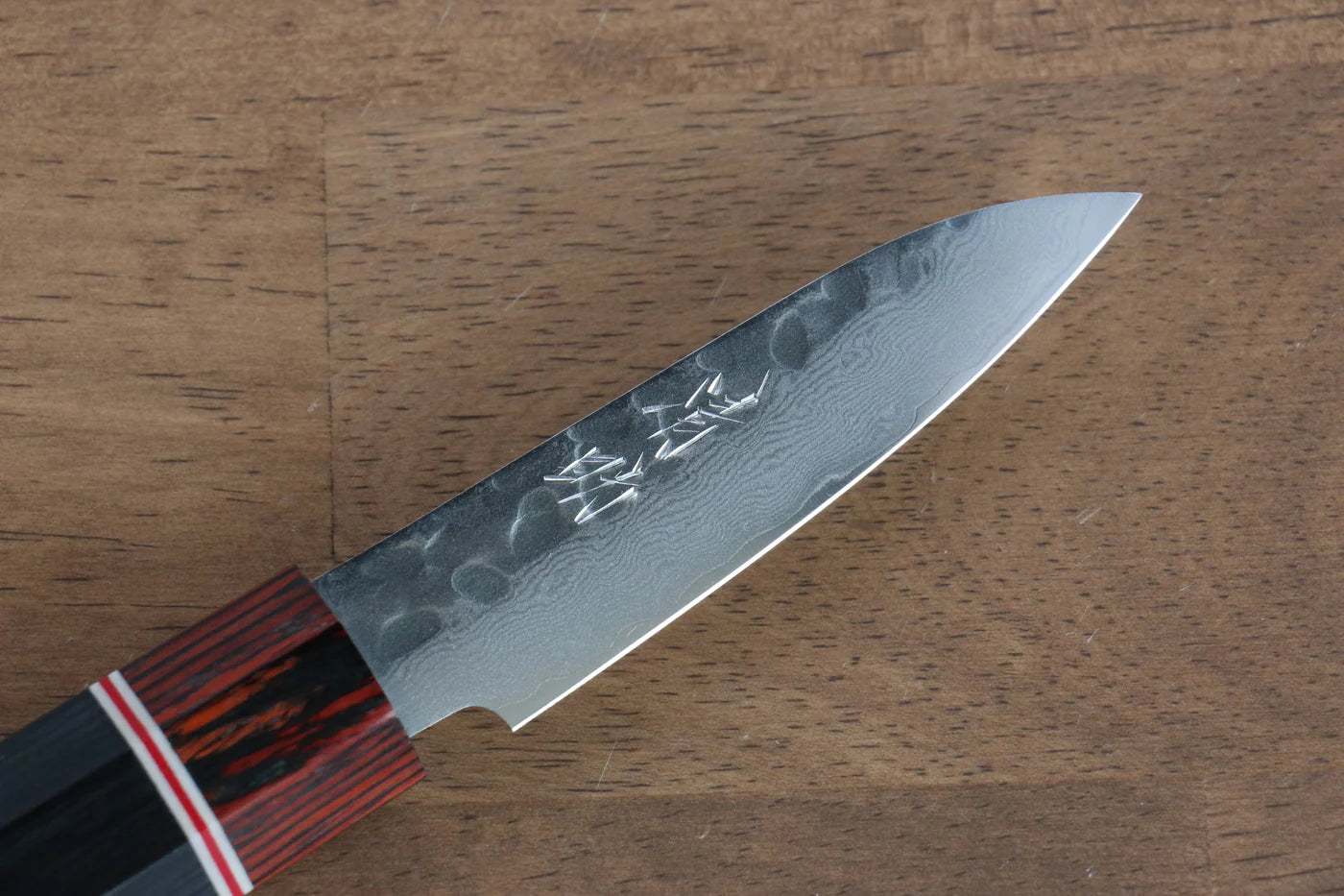 Dao gọt vỏ chuyên dụng dao Nhật Petty thương hiệu Seisuke thép Damascus VG10 80mm chuôi dao gỗ Pakka đen
