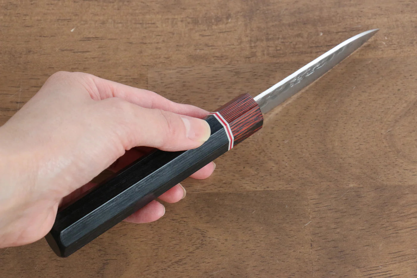 Dao gọt vỏ chuyên dụng dao Nhật Petty thương hiệu Seisuke thép Damascus VG10 80mm chuôi dao gỗ Pakka đen