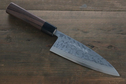 Thương hiệu Hideo Kitaoka Thép xanh No.2 Thép Damascus Dao làm cá chuyên dụng Deba dao Nhật 165mm chuôi dao gỗ Đàn Hương