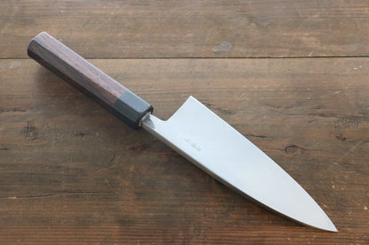Thương hiệu Hideo Kitaoka Thép xanh No.2 Thép Damascus Dao làm cá chuyên dụng Deba dao Nhật 180mm chuôi dao gỗ Đàn Hương