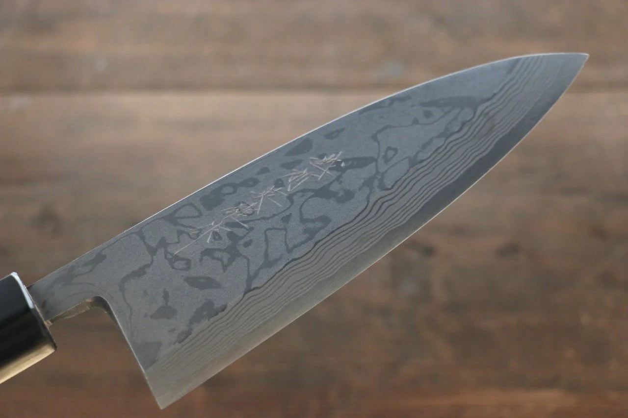 Marke Hideo Kitaoka Blauer Stahl Nr. 2 Damaststahl Spezialisiertes Fischmesser Deba Japanisches Messer 180 mm Griff aus Sandelholz
