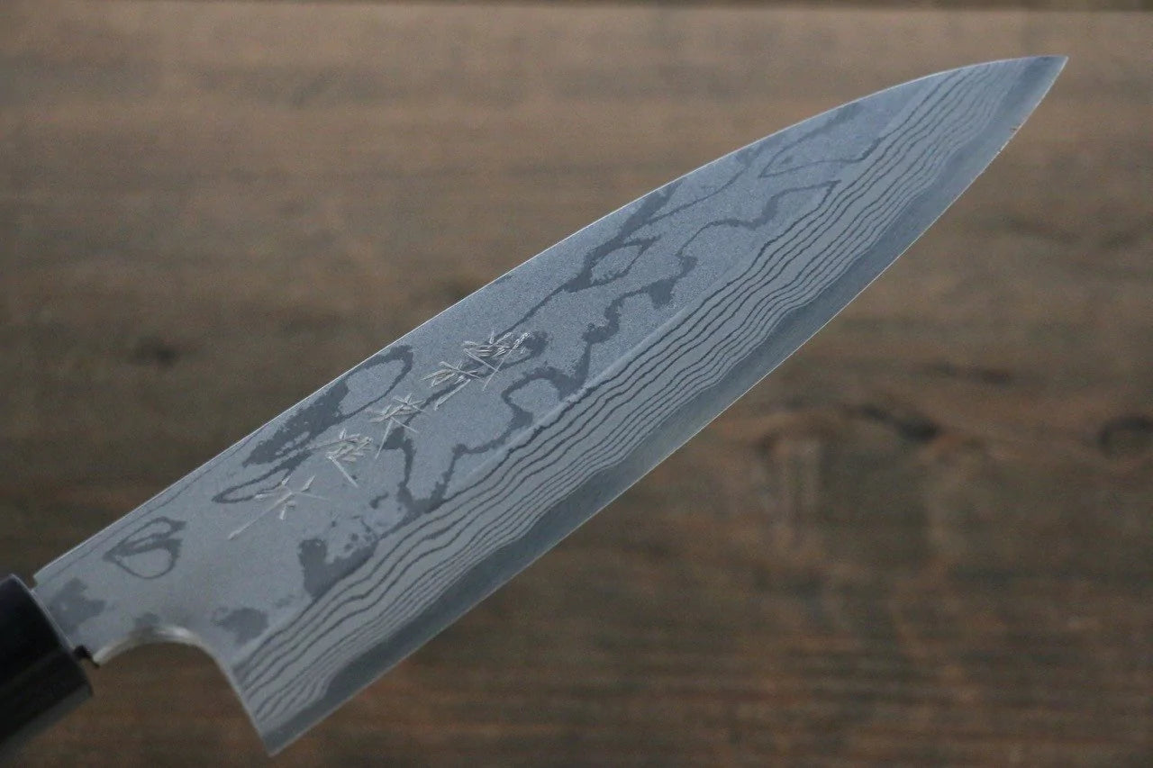 Thương hiệu Hideo Kitaoka Thép xanh No.2 Thép Damascus Dao đa năng chuyên dùng cho gia đình Funayuki dao Nhật 170mm chuôi dao gỗ Đàn Hương