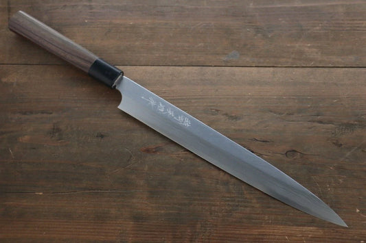 Marke Hideo Kitaoka Blauer Stahl Nr. 2 Damaststahl Spezialisiertes Shashimi-Fischmesser Yanagiba Japanisches Messer 270 mm Sandelholzgriff 