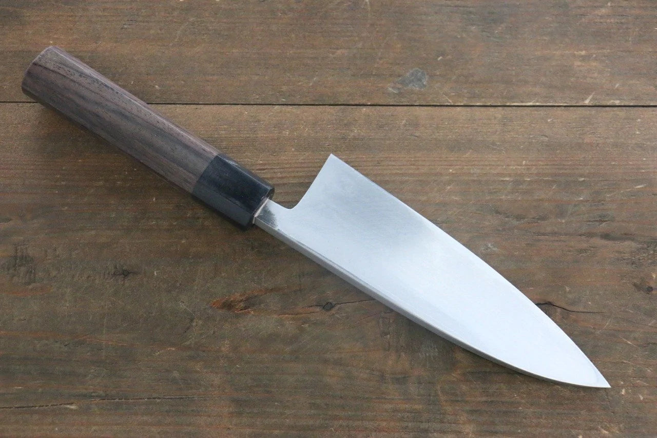 Hideo Kitaoka White steel Damascus Deba knife 165MM Rosewood pattern 北岡 英雄 白ニ鋼 ダマスカス 出刃包丁 165MM 紫檀柄 Free ship - Thương hiệu Hideo Kitaoka Thép trắng No.2 Thép Damascus Dao làm cá chuyên dụng Deba dao Nhật 165mm chuôi dao gỗ Đàn Hương