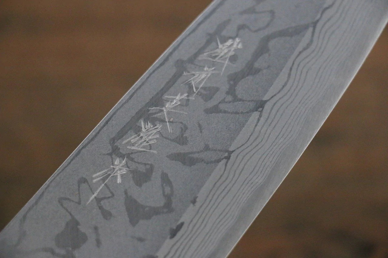 Hideo Kitaoka White steel Damascus Deba knife 165MM Rosewood pattern 北岡 英雄 白ニ鋼 ダマスカス 出刃包丁 165MM 紫檀柄 Free ship - Thương hiệu Hideo Kitaoka Thép trắng No.2 Thép Damascus Dao làm cá chuyên dụng Deba dao Nhật 165mm chuôi dao gỗ Đàn Hương