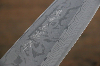 Hideo Kitaoka White steel Damascus Deba knife 165MM Rosewood pattern 北岡 英雄 白ニ鋼 ダマスカス 出刃包丁 165MM 紫檀柄 Free ship - Thương hiệu Hideo Kitaoka Thép trắng No.2 Thép Damascus Dao làm cá chuyên dụng Deba dao Nhật 165mm chuôi dao gỗ Đàn Hương