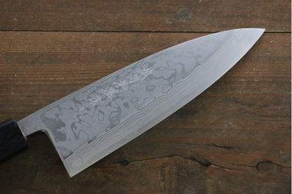 Thương hiệu Hideo Kitaoka Thép trắng No.2 Thép Damascus Dao làm cá chuyên dụng Deba dao Nhật 180mm chuôi dao gỗ Đàn Hương