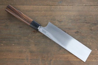 Hideo Kitaoka Marke Nr. 2, weißer Stahl, Damaststahl, Usuba-Spezialmesser für Obst und Gemüse (quadratisches Messer), japanisches Messer, 180 mm Griff aus Sandelholz 