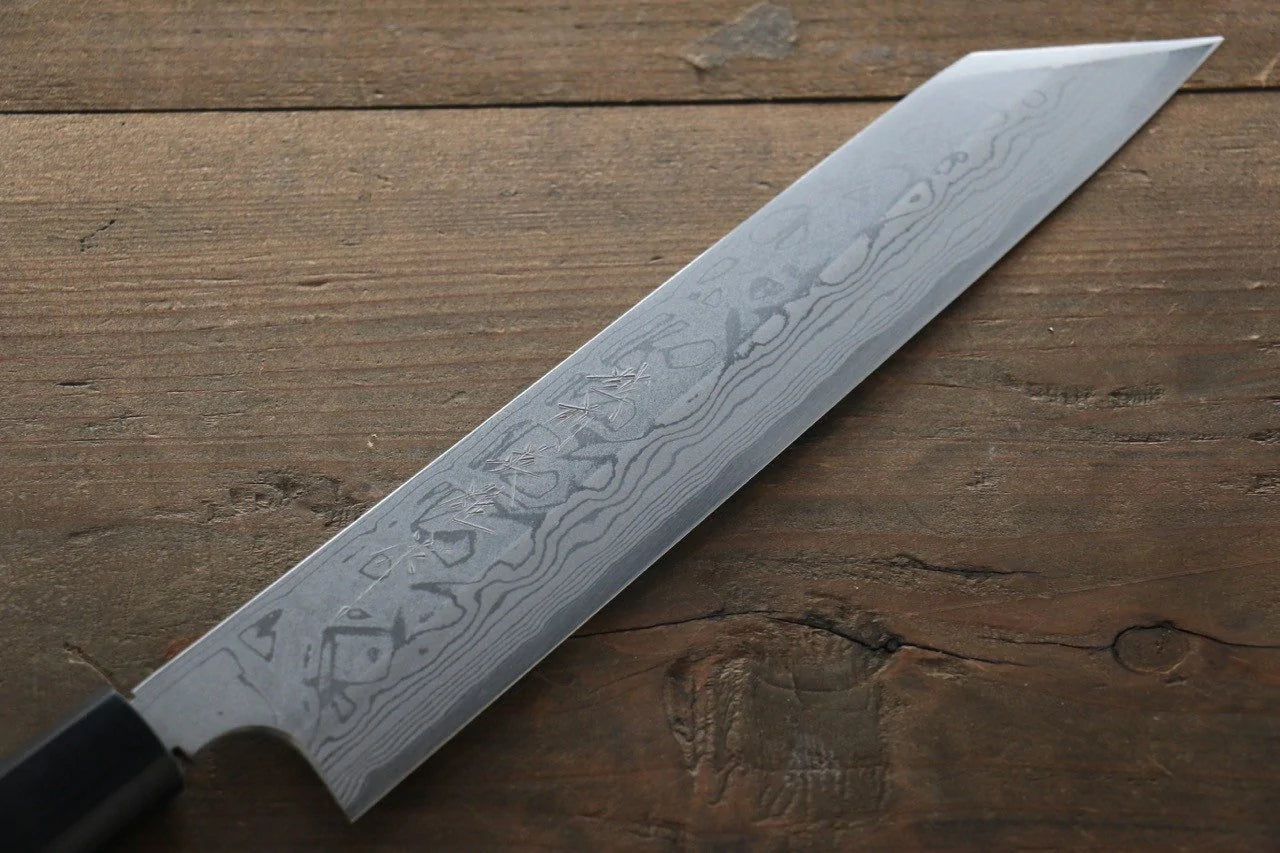 Hideo Kitaoka Marke Nr. 2 weißer Stahl Damaststahl Spezialisiertes Sashimi-Fischmesser Yanagiba Japanisches Messer 210 mm Sandelholzgriff 