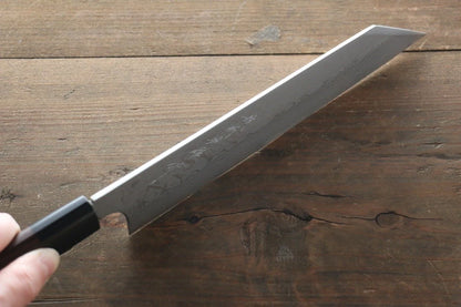 Thương hiệu Hideo Kitaoka Thép trắng No.2 Thép Damascus Dao thái cá sashimi chuyên dụng Yanagiba dao Nhật 210mm chuôi dao gỗ Đàn Hương