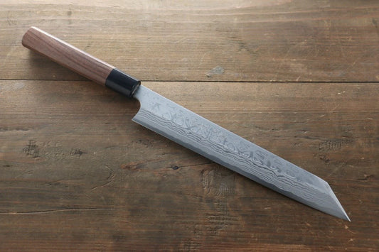 Thương hiệu Hideo Kitaoka Thép trắng No.2 Thép Damascus Dao thái cá sashimi chuyên dụng Yanagiba dao Nhật 240mm chuôi dao gỗ Đàn Hương