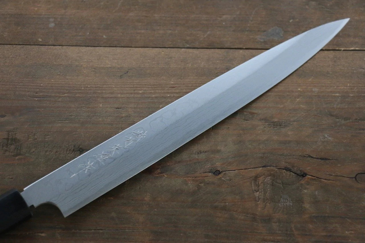 Thương hiệu Hideo Kitaoka Thép trắng No.2 Thép Damascus Dao thái cá shashimi chuyên dụng Yanagiba dao Nhật 270mm chuôi dao gỗ Đàn Hương