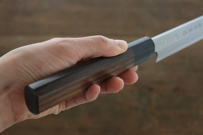 Hideo Kitaoka Marke Nr. 2, weißer Stahl, Damaszenerstahl, Spezialisiertes Shashimi-Fischmesser, japanisches Yanagiba-Messer, 300 mm Griff aus Sandelholz 