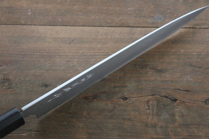 Hideo Kitaoka Marke Nr. 2, weißer Stahl, Damaszenerstahl, Spezialisiertes Shashimi-Fischmesser, japanisches Yanagiba-Messer, 300 mm Griff aus Sandelholz 