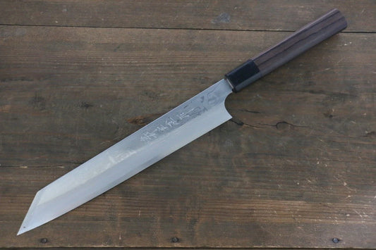 Marke Hideo Kitaoka 【Für Linkshänder】 Nr. 2, weißer Stahl, Damaststahl, Yanagiba-Spezialmesser für Sashimi-Fisch, japanisches Messer, 240 mm Griff aus Sandelholz 