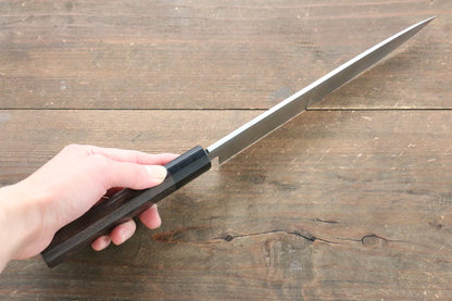 Marke Hideo Kitaoka 【Für Linkshänder】 Nr. 2 weißer Stahl Damaststahl Spezialisiertes Shashimi-Fischmesser Yanagiba Japanisches Messer 210 mm Sandelholzgriff