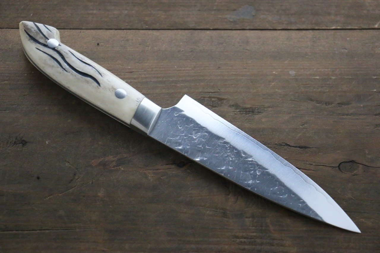 Takeshi Saji SRS13 Hammered Petty Japanese Chef Knife 130mm with Bone Handle - Japanny - Best Japanese Knife