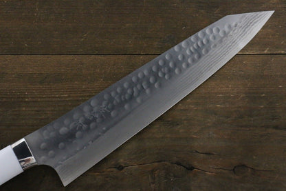 Takeshi Saji SRS13 Hammered Damascus Kengata Gyuto Japanese Knife 240mm White Stone Handle - Japanny - Best Japanese Knife