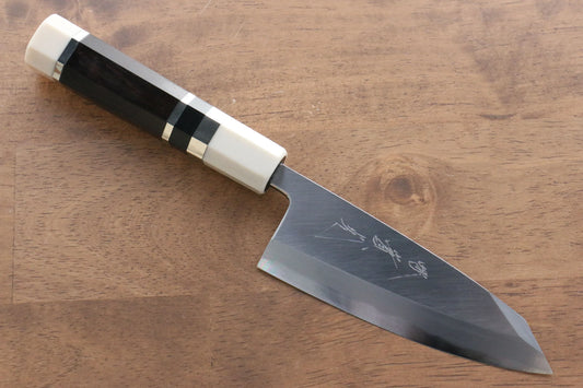 Free ship - Thương hiệu Jikko Thép xanh Dao làm cá chuyên dụng Deba dao Nhật 120mm chuôi dao gỗ Mun có đính vòng 2 bên