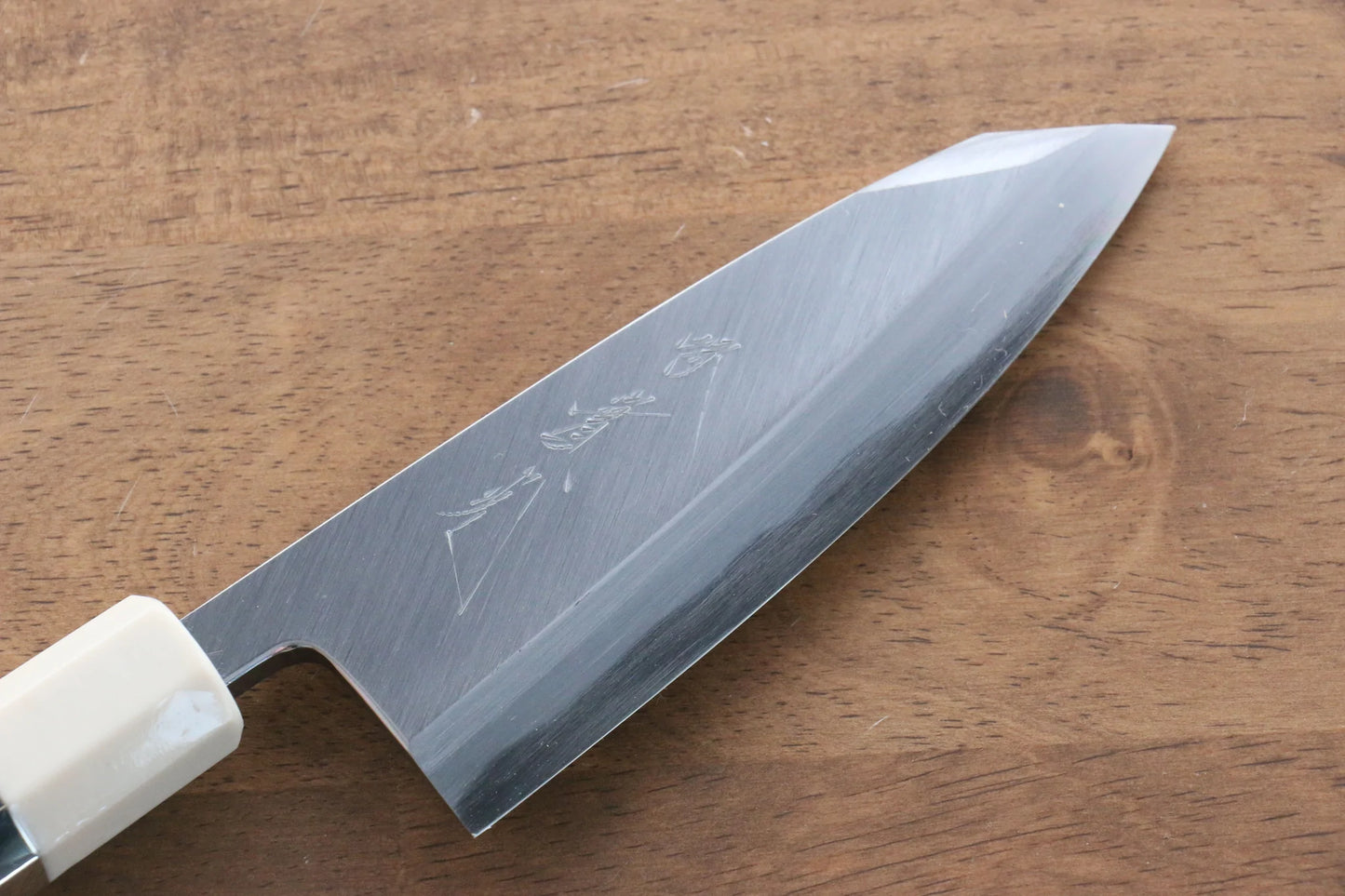 Thương hiệu Jikko Thép xanh  Dao làm cá chuyên dụng Deba dao Nhật 120mm chuôi dao gỗ Mun có đính vòng 2 bên