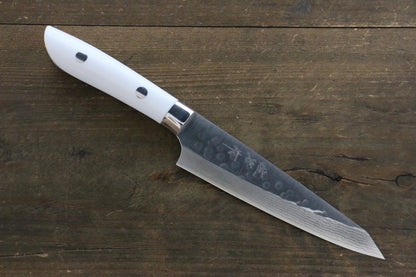 Takeshi Saji SRS13 Hammered Damascus Petty Japanese Chef Knife 130mm with White Stone handle - Japanny - Best Japanese Knife