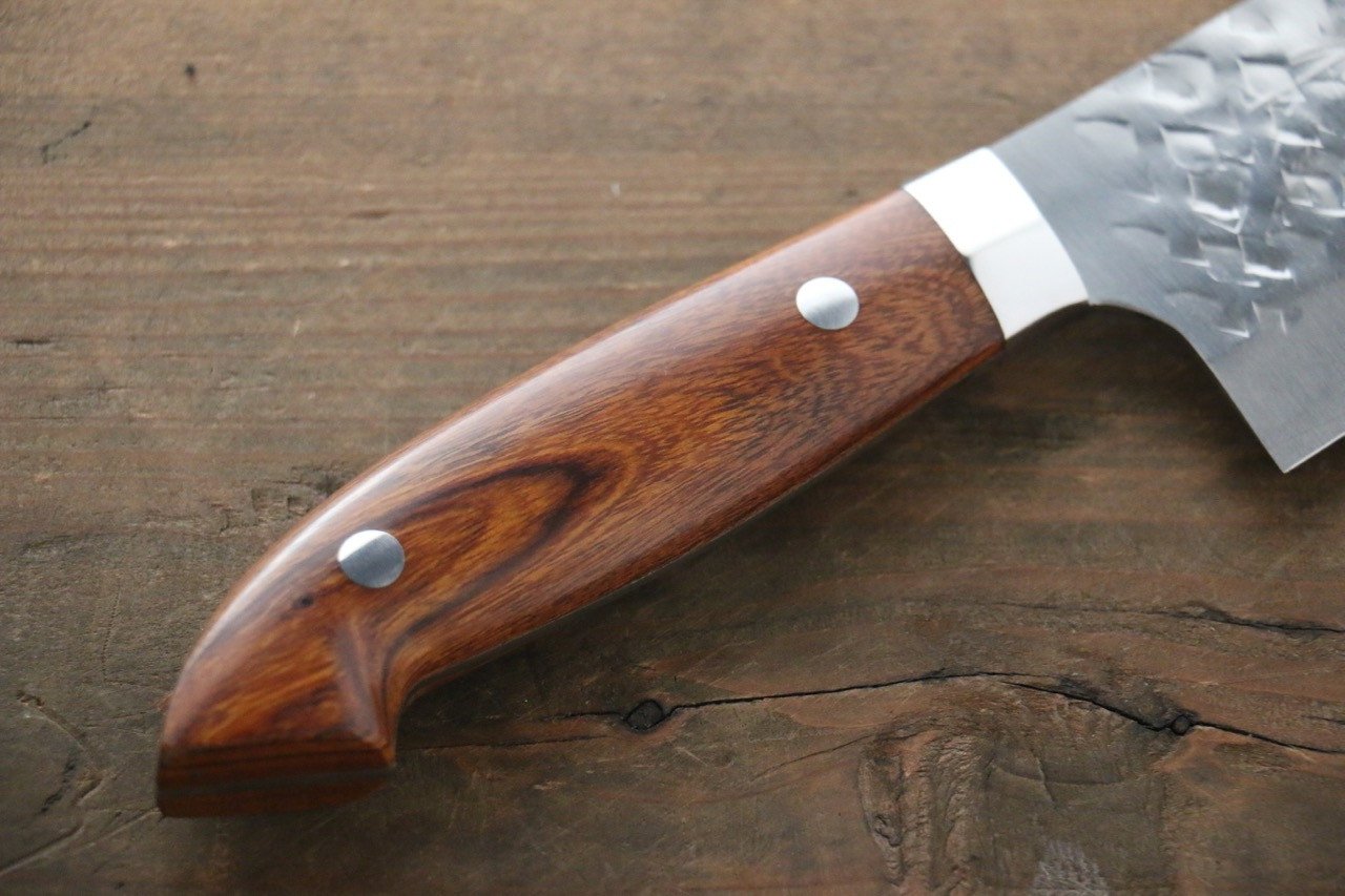 Takeshi Saji SRS13 Hammered Santoku Japanese Chef Knife 180mm with Iron Wood Handle - Japanny - Best Japanese Knife