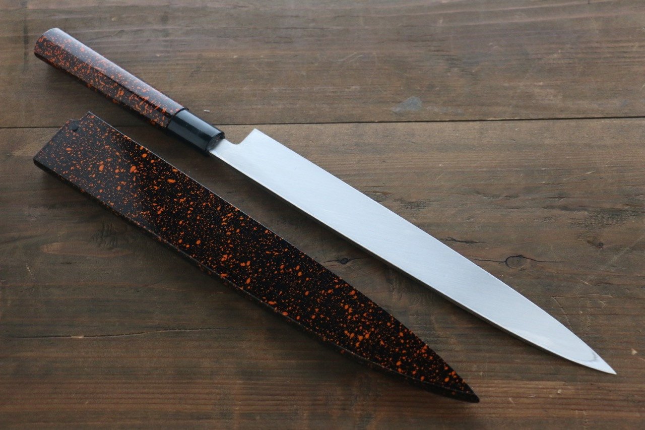 Sakai Takayuki INOX Kincha Lacquered Yanagiba Japanese Chef Knife With Saya - Japanny - Best Japanese Knife