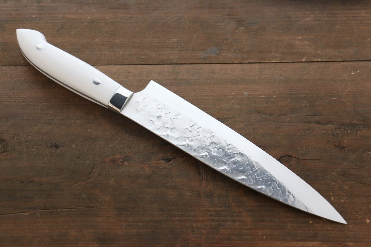 Takeshi Saji SRS13 Hammered Gyuto Japanese Chef Knife 210mm with White Stone Handle - Japanny - Best Japanese Knife