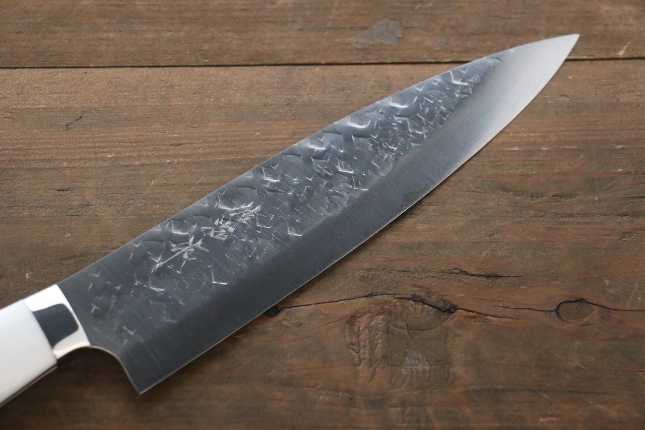 Takeshi Saji SRS13 Hammered Gyuto Japanese Chef Knife 210mm with White Stone Handle - Japanny - Best Japanese Knife